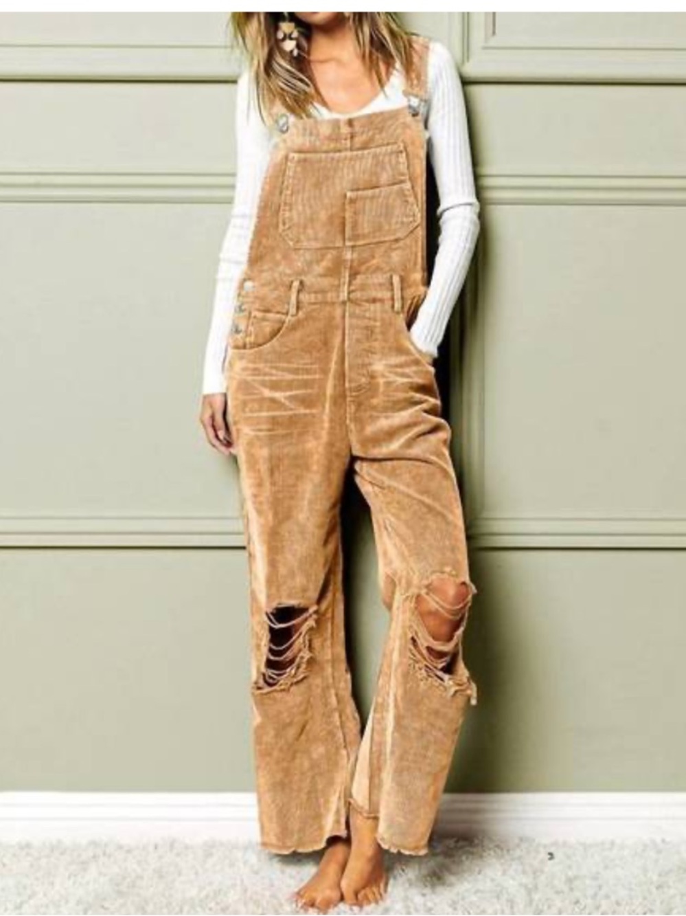 BIBI river vintage overalls in vintage camel large